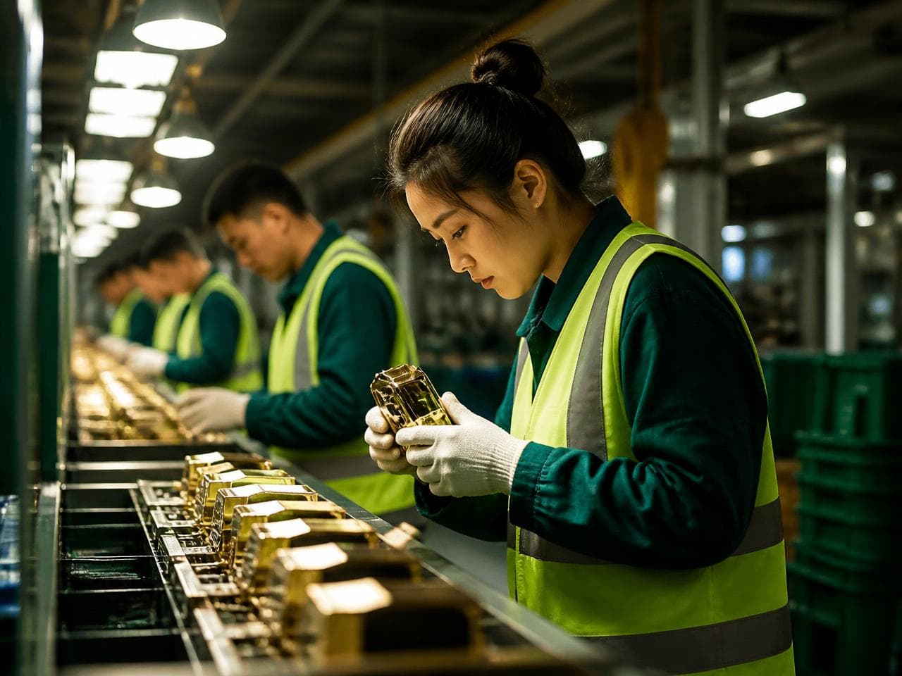 Contrôle qualité en usine sur une chaîne de production